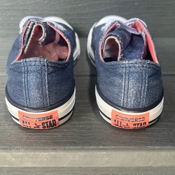 CONVERSE METALLIC BLUE SNEAKERS GIRLS SIZE 3 - Picture 6 of 11